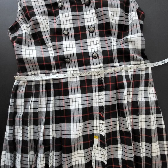 Vintage Susan Bristol Plaid Fringe Sleeveless Maxi Dress 8 Grunge Dark Academia - Picture 9 of 13